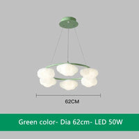 Lustre nuage vert télécommandé pour salle à manger | Marco Lucetti Vert 6 lumières / 3 Température de couleur