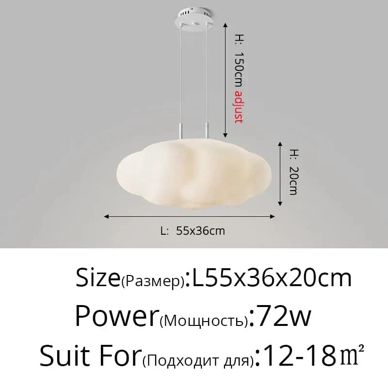 Lustre Nuages Blanc LED - Éclairage Créatif pour Salle À Manger, Chambre D'enfant et Hall | Marco Lucetti Style B 55CM / Blanc froid Pas de télécommande