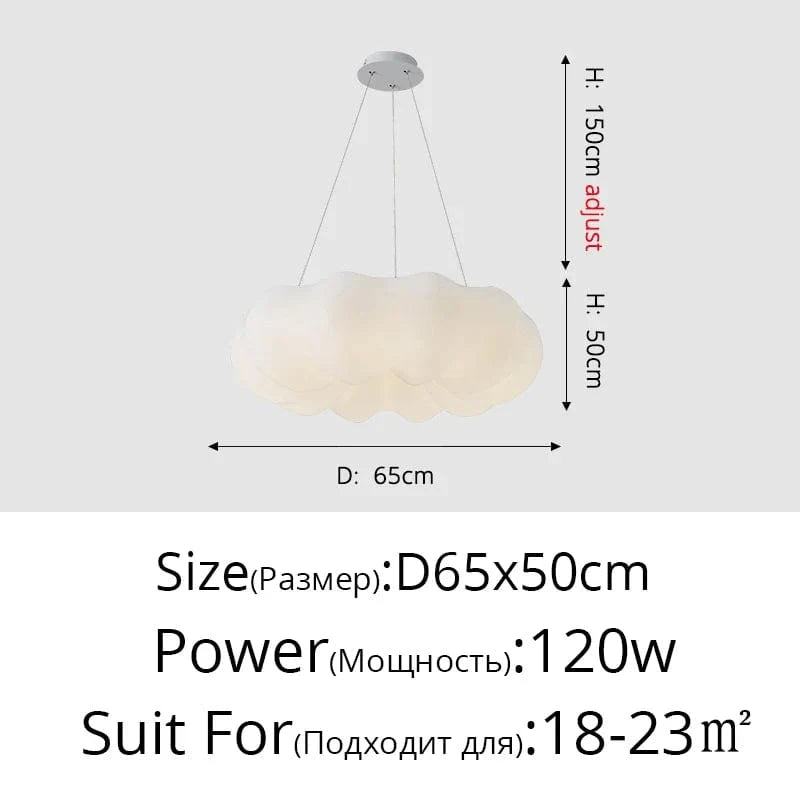 Lustre Nuages Blanc LED - Éclairage Créatif pour Salle À Manger, Chambre D'enfant et Hall | Marco Lucetti Style F 65CM / Luminosité variable