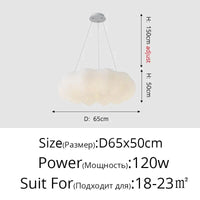 Lustre Nuages Blanc LED - Éclairage Créatif pour Salle À Manger, Chambre D'enfant et Hall | Marco Lucetti Style F 65CM / Luminosité variable