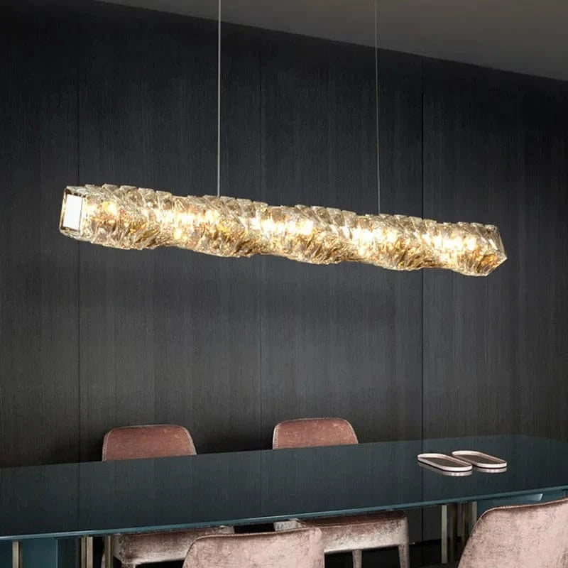Lustre Or Dimmable avec anneau de lumière LED en cristal pour maison moderne de luxe | Marco Lucetti