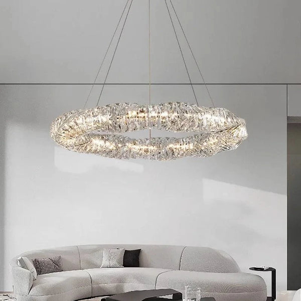 Lustre Or Dimmable avec anneau de lumière LED en cristal pour maison moderne de luxe | Marco Lucetti