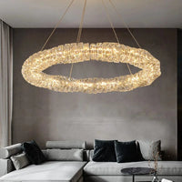 Lustre Or Dimmable avec anneau de lumière LED en cristal pour maison moderne de luxe | Marco Lucetti