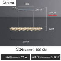 Lustre Or Dimmable avec anneau de lumière LED en cristal pour maison moderne de luxe | Marco Lucetti Chromé L100CM / Lumière 3 couleurs