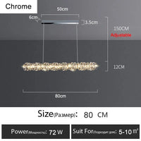 Lustre Or Dimmable avec anneau de lumière LED en cristal pour maison moderne de luxe | Marco Lucetti Chromé L80CM / Lumière 3 couleurs