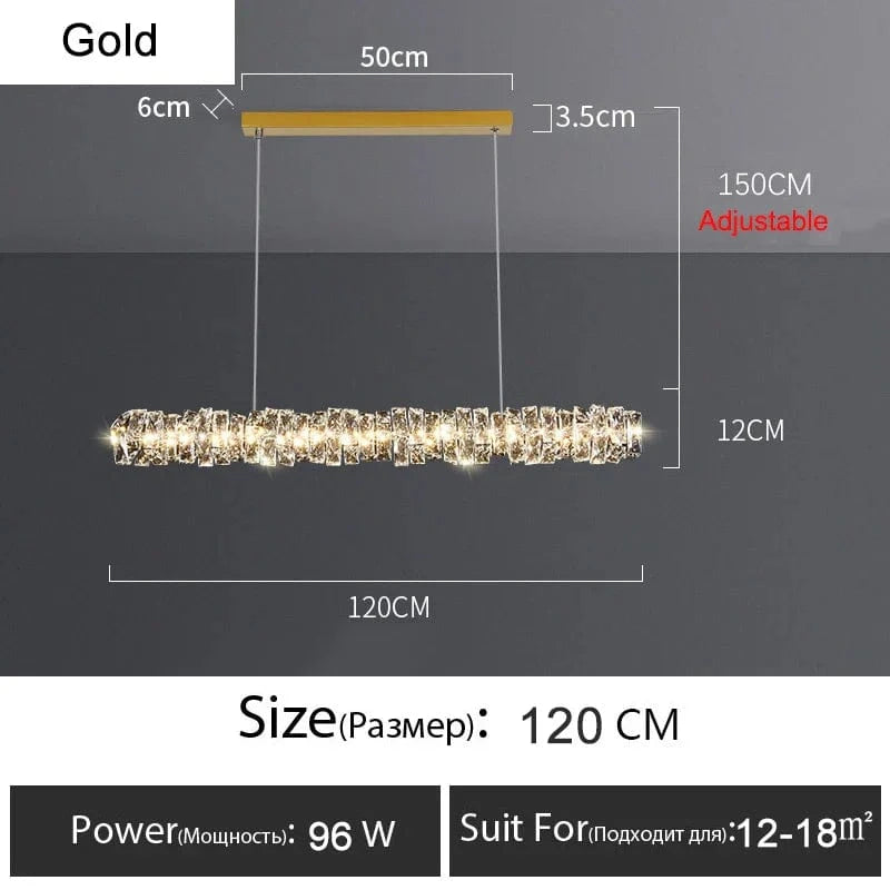 Lustre Or Dimmable avec anneau de lumière LED en cristal pour maison moderne de luxe | Marco Lucetti Or L120CM / RC à intensité variable