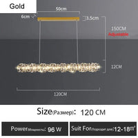 Lustre Or Dimmable avec anneau de lumière LED en cristal pour maison moderne de luxe | Marco Lucetti Or L120CM / RC à intensité variable