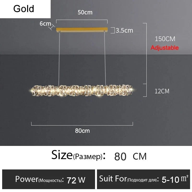 Lustre Or Dimmable avec anneau de lumière LED en cristal pour maison moderne de luxe | Marco Lucetti Or L80CM / RC à intensité variable