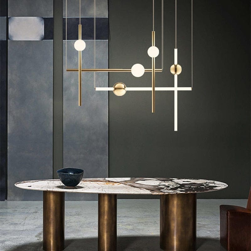 Lustre Orion : Élégance en tubes dorés LED | Marco Lucetti