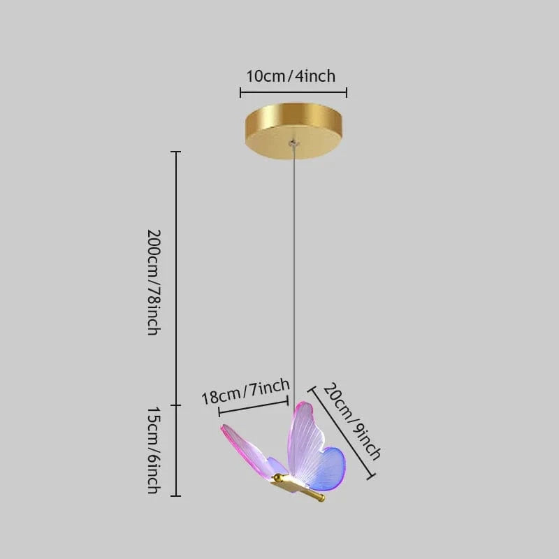 Lustre Papillon LED Moderne pour Chambre à Coucher et Salle à Manger | Marco Lucetti Couleur-Bleu 1 tête / Blanc naturel