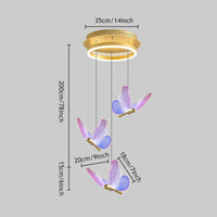 Lustre Papillon LED Moderne pour Chambre à Coucher et Salle à Manger | Marco Lucetti Couleur-Bleu 3têtes / Blanc naturel