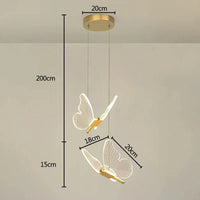 Lustre Papillon LED Moderne pour Chambre à Coucher et Salle à Manger | Marco Lucetti Transparent 2 têtes / Blanc naturel