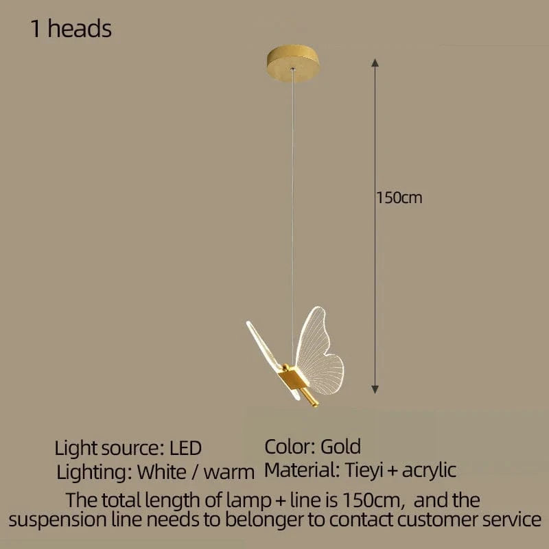 Lustre Papillon LED pour Éclairer vos Espaces | Marco Lucetti 1 tête / Lumière chaude