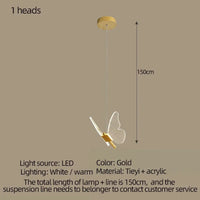 Lustre Papillon LED pour Éclairer vos Espaces | Marco Lucetti 1 tête / Lumière chaude