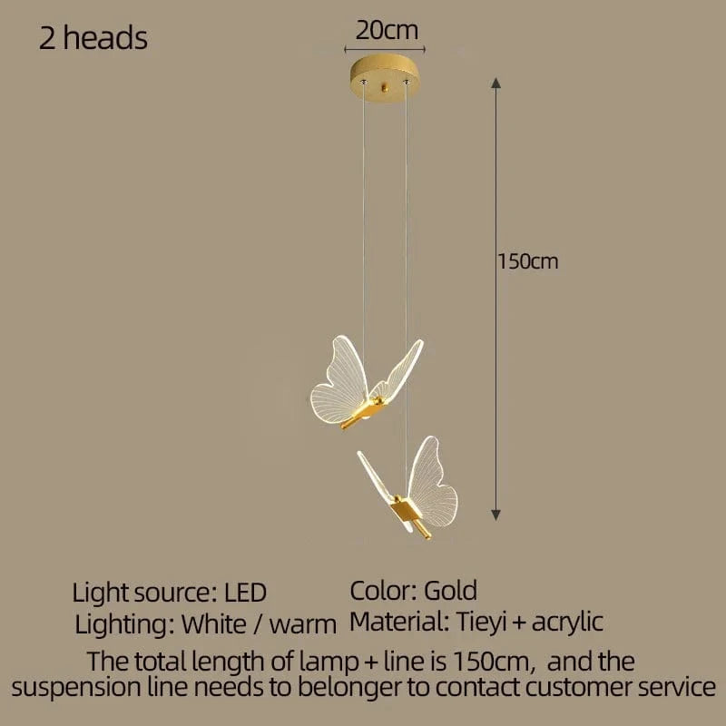 Lustre Papillon LED pour Éclairer vos Espaces | Marco Lucetti 2 têtes / Lumière chaude