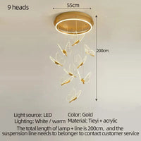 Lustre Papillon LED pour Éclairer vos Espaces | Marco Lucetti 9 têtes / Lumière chaude