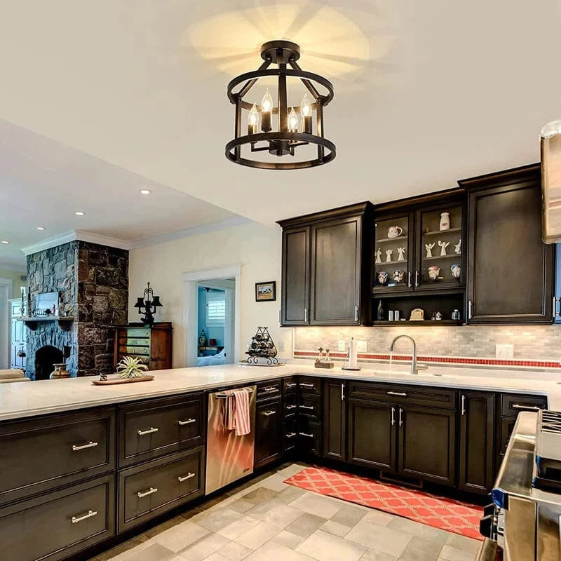 Lustre plafonnier vintage américain pour la maison - Éclairage rétro E14 | Marco Lucetti 4 têtes sans ampoule / CHINE / Noir