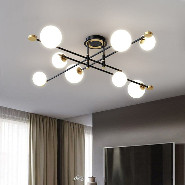 Lustre Poline Noir et Or LED Moderne | Marco Lucetti