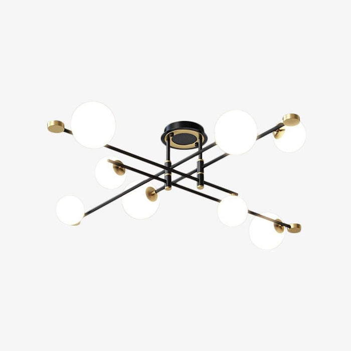 Lustre Poline Noir et Or LED Moderne | Marco Lucetti 8 ampoules - D130 cm / Chaude