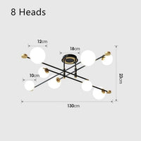 Lustre Poline Noir et Or LED Moderne | Marco Lucetti 8 ampoules - D130 cm / Froide