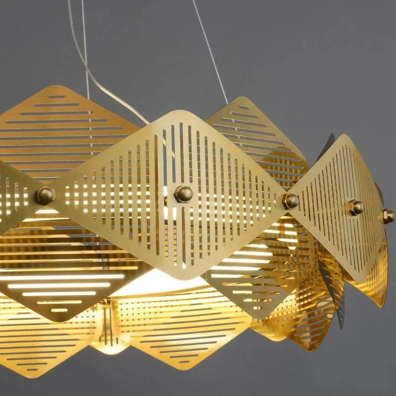 Lustre post-moderne en acier inoxydable avec lampe LED minimalist italienne. | Marco Lucetti