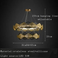 Lustre post-moderne en acier inoxydable avec lampe LED minimalist italienne. | Marco Lucetti 63 84cm / Bronze noir / Lumière naturelle