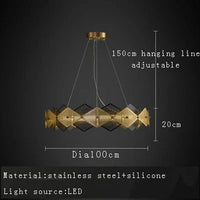 Lustre post-moderne en acier inoxydable avec lampe LED minimalist italienne. | Marco Lucetti B 100 cm / Bronze noir / Lumière chaude