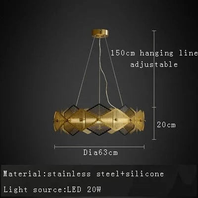 Lustre post-moderne en acier inoxydable avec lampe LED minimalist italienne. | Marco Lucetti B 63 cm / Bronze noir / Lumière chaude
