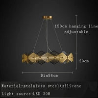 Lustre post-moderne en acier inoxydable avec lampe LED minimalist italienne. | Marco Lucetti B 84 cm / Bronze noir / Lumière naturelle