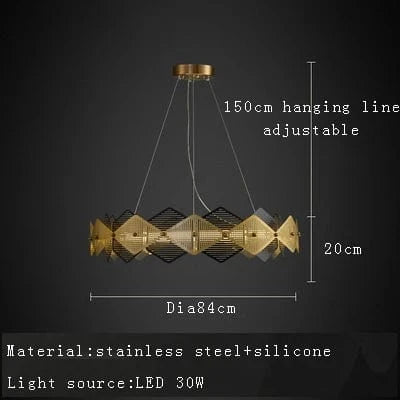 Lustre post-moderne en acier inoxydable : Suspension LED italienne minimaliste | Marco Lucetti