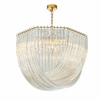 Lustre Post-moderne en plaqué or/chrome métal avec Led E14, suspension en verre rond et chaîne de luminaires | Marco Lucetti