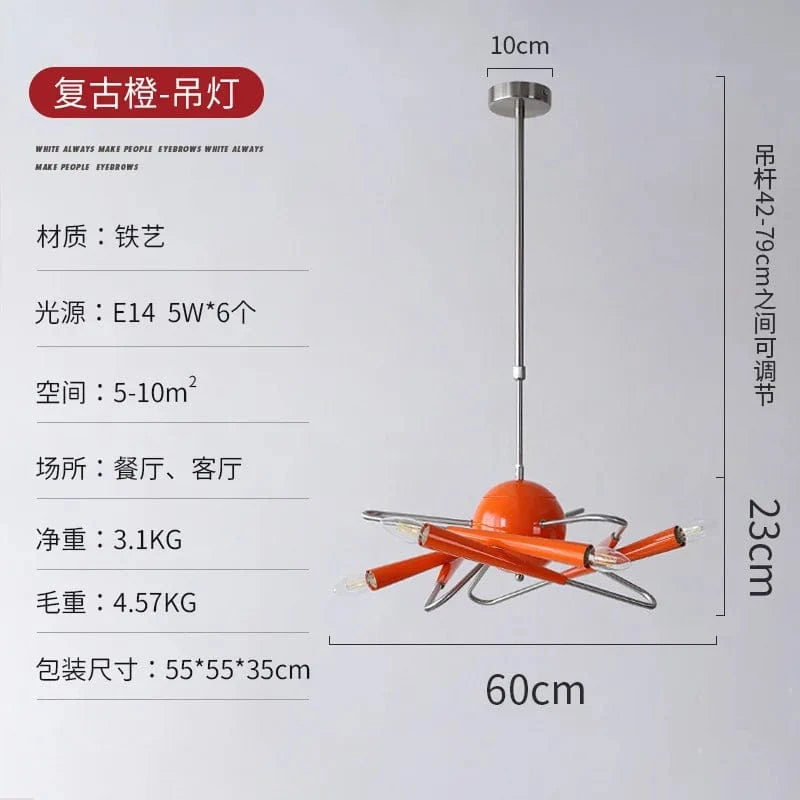 Lustre Post-Moderne Espace Âge - Éclairage Intérieur Décoratif | Marco Lucetti Orange
