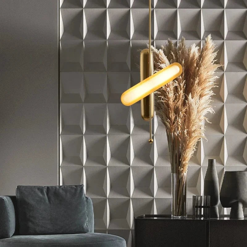 Lustre Postmodern Art Déco en fer doré et verre pour salle à manger | Marco Lucetti