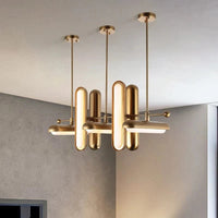 Lustre Postmodern Art Déco en fer doré et verre pour salle à manger | Marco Lucetti