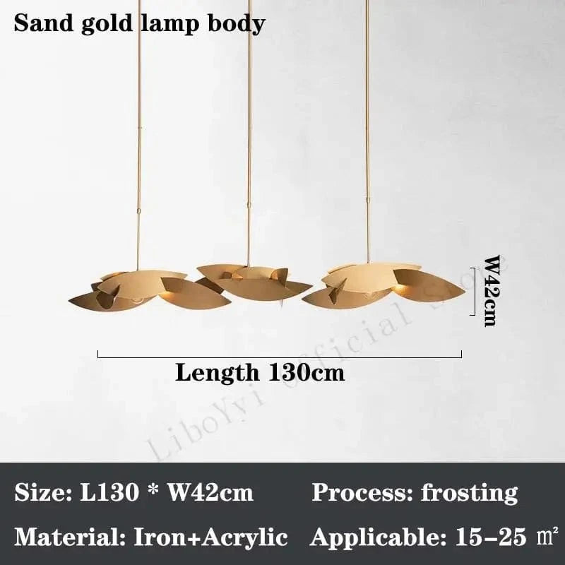 Lustre postmoderne de luxe LED salon éclairage créatif or foncé - Luminaire rectangulaire suspendu - Collection Prestige | Marco Lucetti Corps de lampe doré / 130 cm / Lumière chaude, pas de télécommande