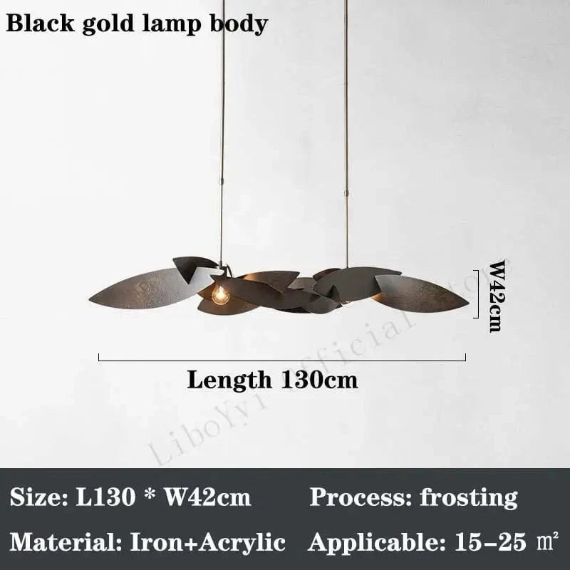 Lustre postmoderne de luxe LED salon éclairage créatif or foncé - Luminaire rectangulaire suspendu - Collection Prestige | Marco Lucetti Corps de lampe en or noir / 130 cm / Lumière chaude, pas de télécommande