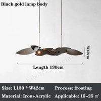 Lustre postmoderne de luxe LED salon éclairage créatif or foncé - Luminaire rectangulaire suspendu - Collection Prestige | Marco Lucetti Corps de lampe en or noir / 130 cm / Lumière chaude, pas de télécommande