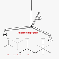 Lustre Postmoderne de Luxe "Sputnik Nordic" pour Décoration d'Intérieur | Marco Lucetti 3 têtes unipolaires