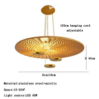 Lustre postmoderne italien en goutte LED créative - Élégance Italiene. | Marco Lucetti 110cm-3 or / Argent / Lumière chaude