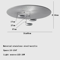 Lustre postmoderne italien en goutte LED créative - Élégance Italiene. | Marco Lucetti B 60cm-3 argent / Or / Lumière chaude