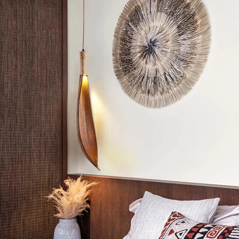 Lustre pour salon japonais Wabi-sabi Art rétro famille d'accueil lumière LED feuille naturelle Restaurant personnalité magasin de vêtements | Marco Lucetti