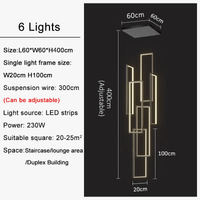 Lustre Premium Or Noir à LED pour Maison Intérieur Salon Escalier Hall Rectangulaire | Marco Lucetti