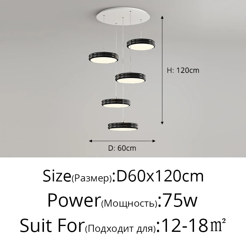 Suspension de luxe moderne dimmable avec abat-jour circulaire en fer - Collection Élégance contemporaine