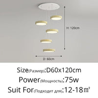 Suspension de luxe moderne dimmable avec abat-jour circulaire en fer - Collection Élégance contemporaine