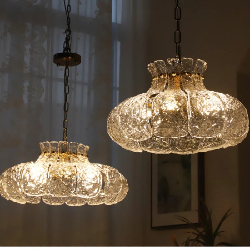 Lustre rétro nordique en cuivre et verre - Design vintage de luxe