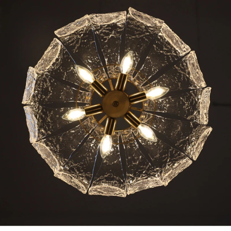 Lustre rétro nordique en cuivre et verre - Design vintage de luxe