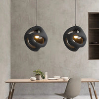 Lustre Restaurant Design Wabi Sabi Nordique LED Handcrafted-Style Japonais Interior Loft Suspension Lumière Noire | Marco Lucetti