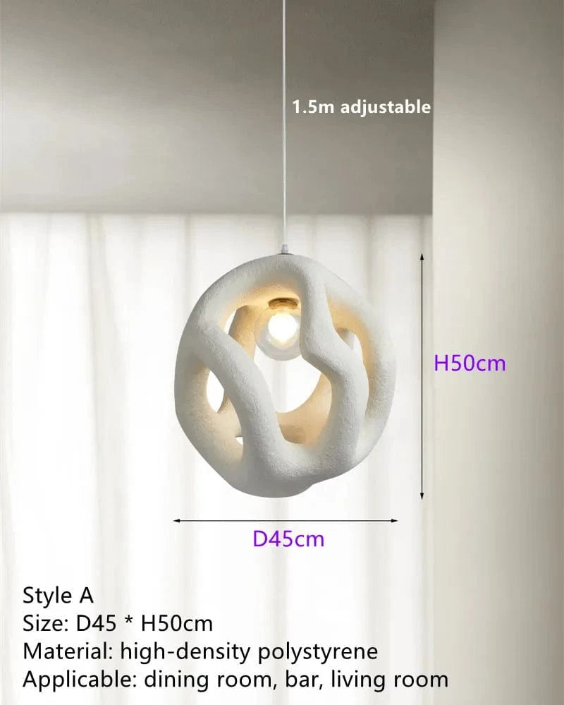 Lustre Restaurant Design Wabi Sabi Nordique LED Handcrafted-Style Japonais Interior Loft Suspension Lumière Noire | Marco Lucetti A blanc / Lumière chaude 3000K
