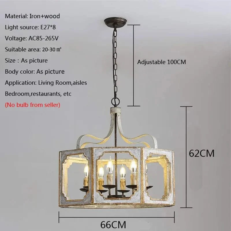 Lustre Rétro Américain en Bois Massif pour Villa Vintage by Décors Authentiques | Marco Lucetti