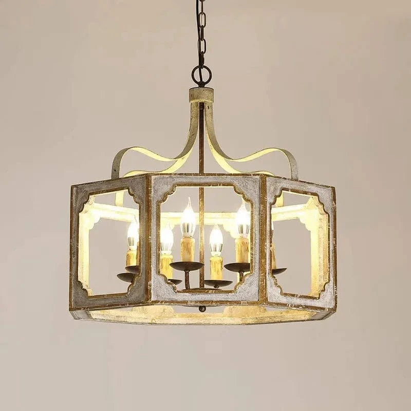 Lustre Rétro Américain en Bois Massif pour Villa Vintage by Décors Authentiques | Marco Lucetti